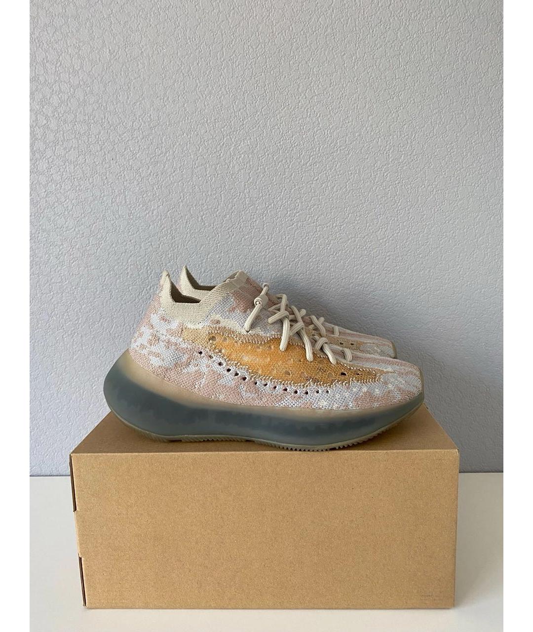 ADIDAS YEEZY Бежевые текстильные низкие кроссовки / кеды, фото 3