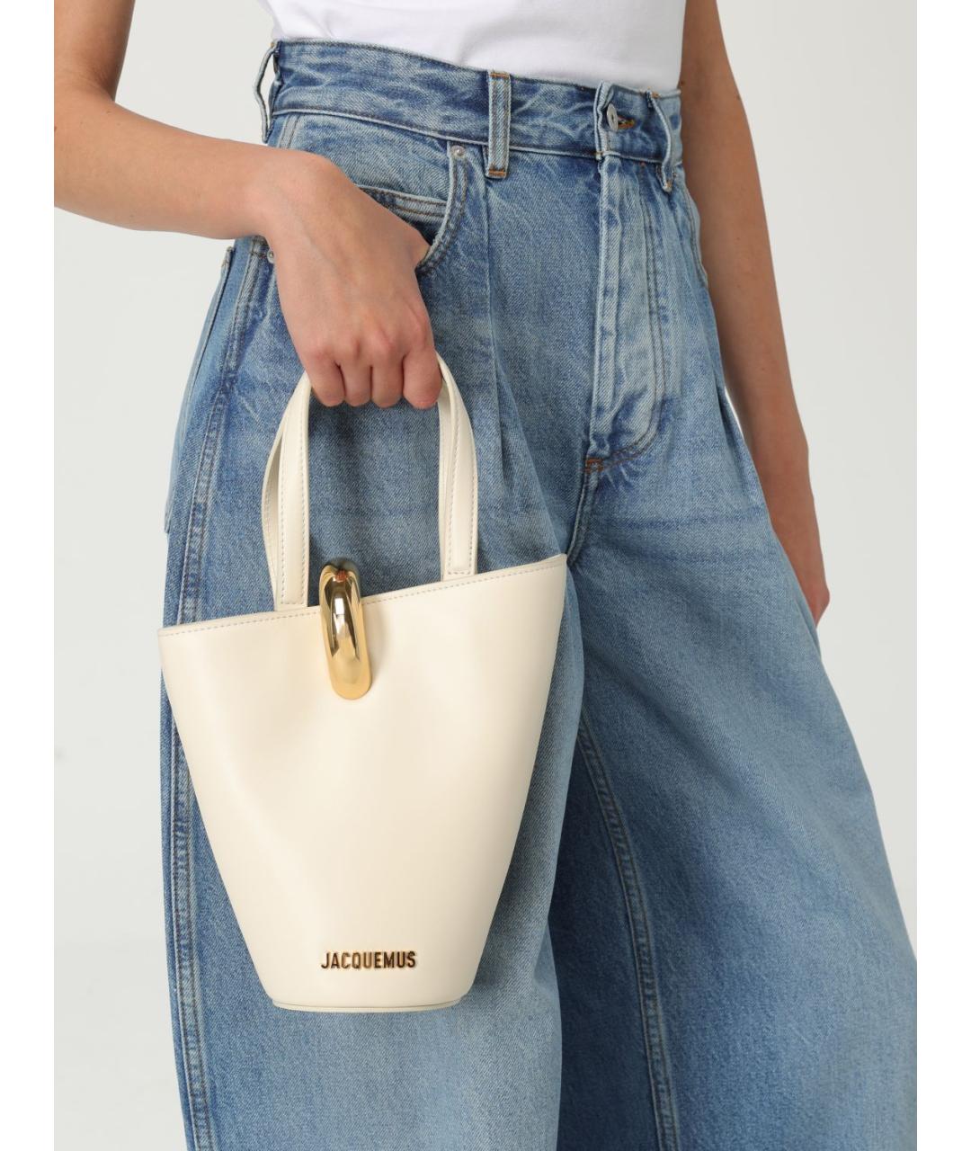 JACQUEMUS Белая кожаная сумка тоут, фото 2