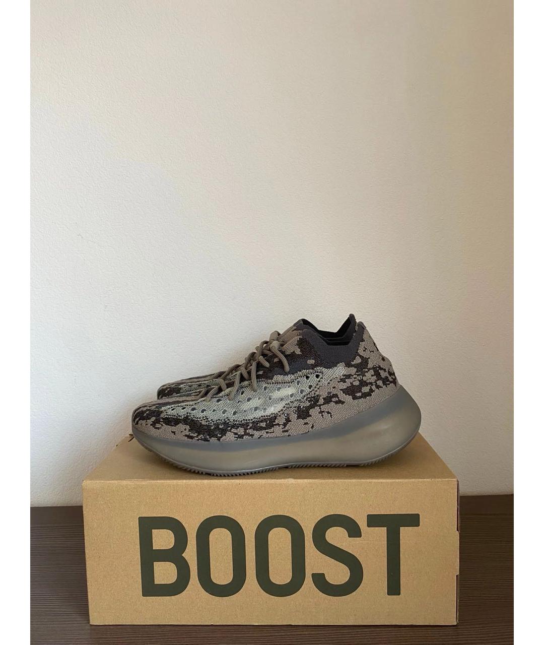 ADIDAS YEEZY Антрацитовые текстильные низкие кроссовки / кеды, фото 3
