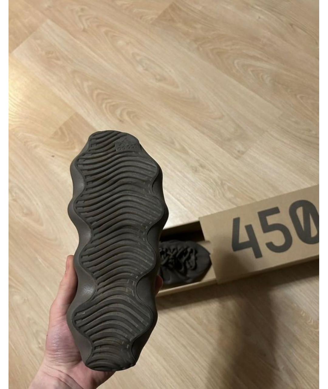ADIDAS YEEZY Антрацитовые текстильные низкие кроссовки / кеды, фото 4