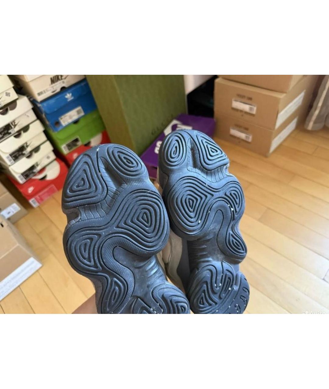 ADIDAS YEEZY Бежевые замшевые высокие кроссовки / кеды, фото 4