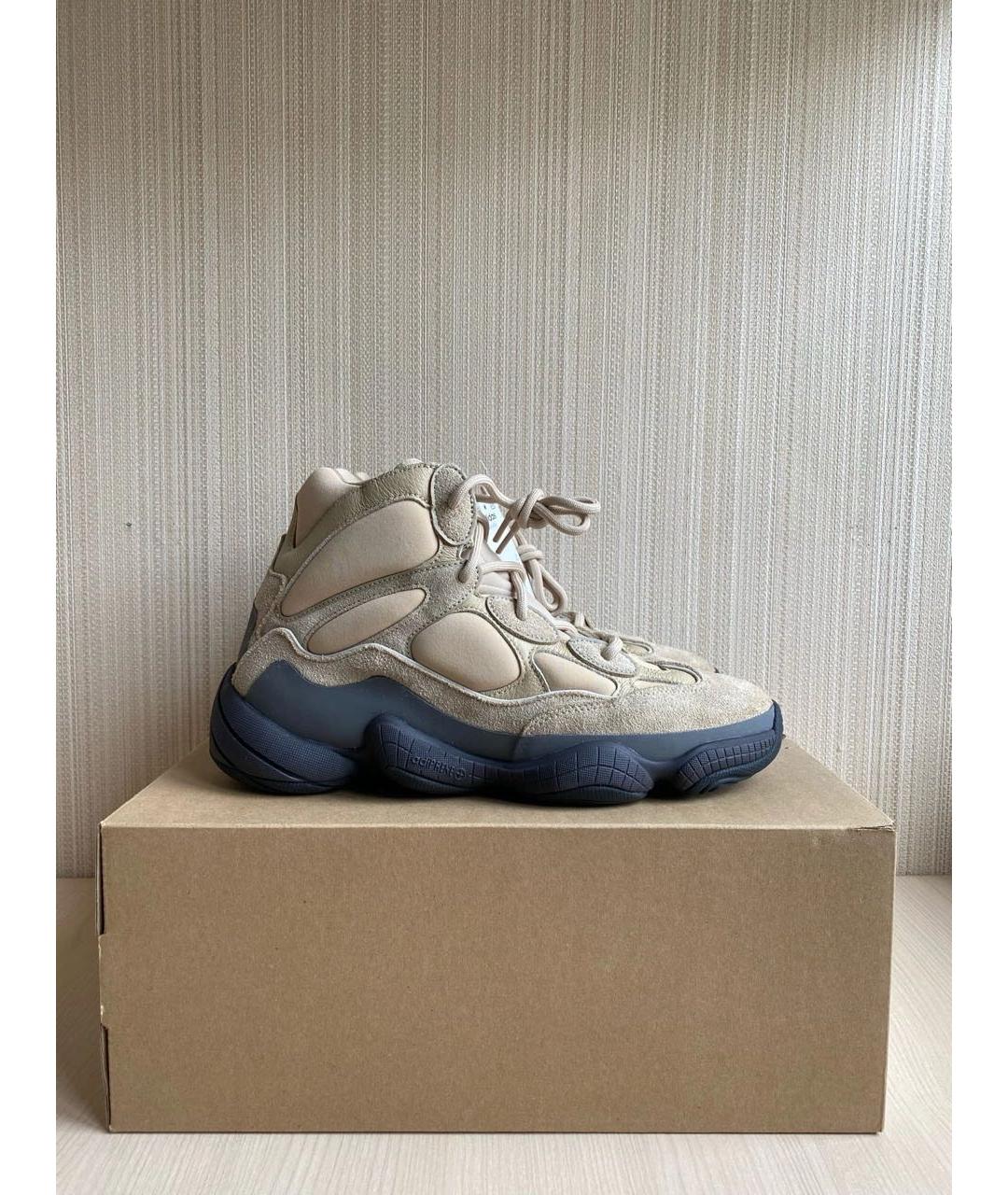 ADIDAS YEEZY Бежевые замшевые высокие кроссовки / кеды, фото 2
