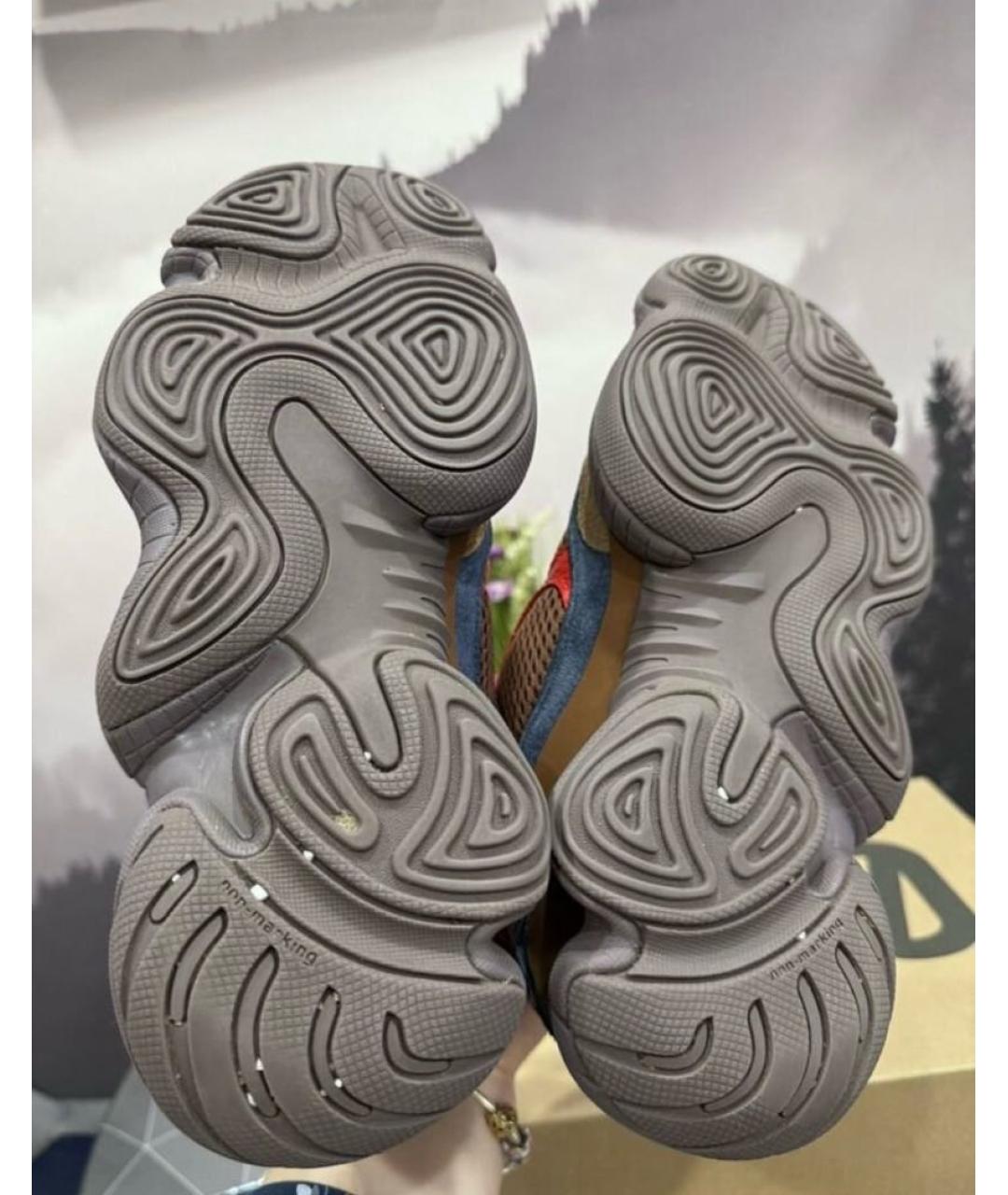 ADIDAS YEEZY Бордовые замшевые высокие кроссовки / кеды, фото 5