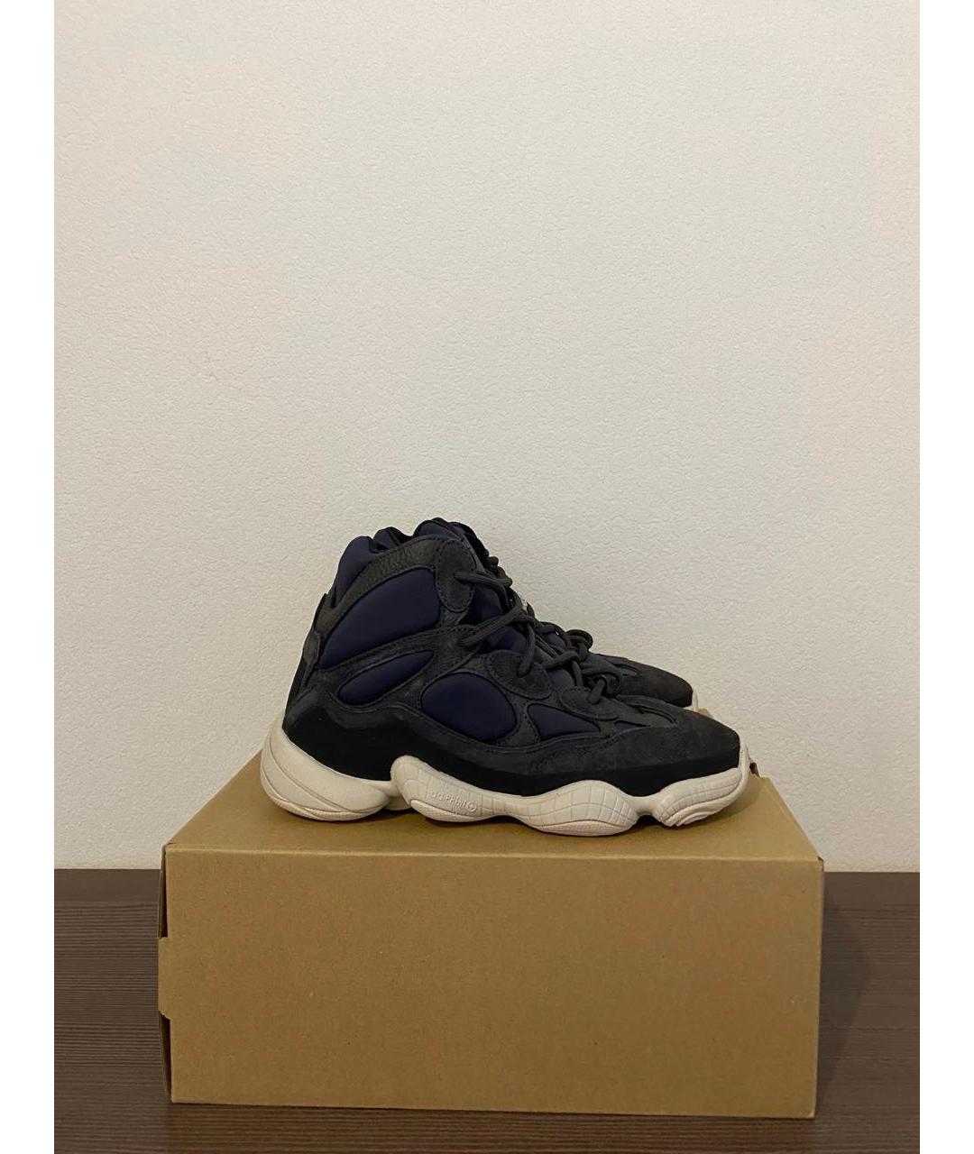 ADIDAS YEEZY Темно-синие замшевые высокие кроссовки / кеды, фото 4