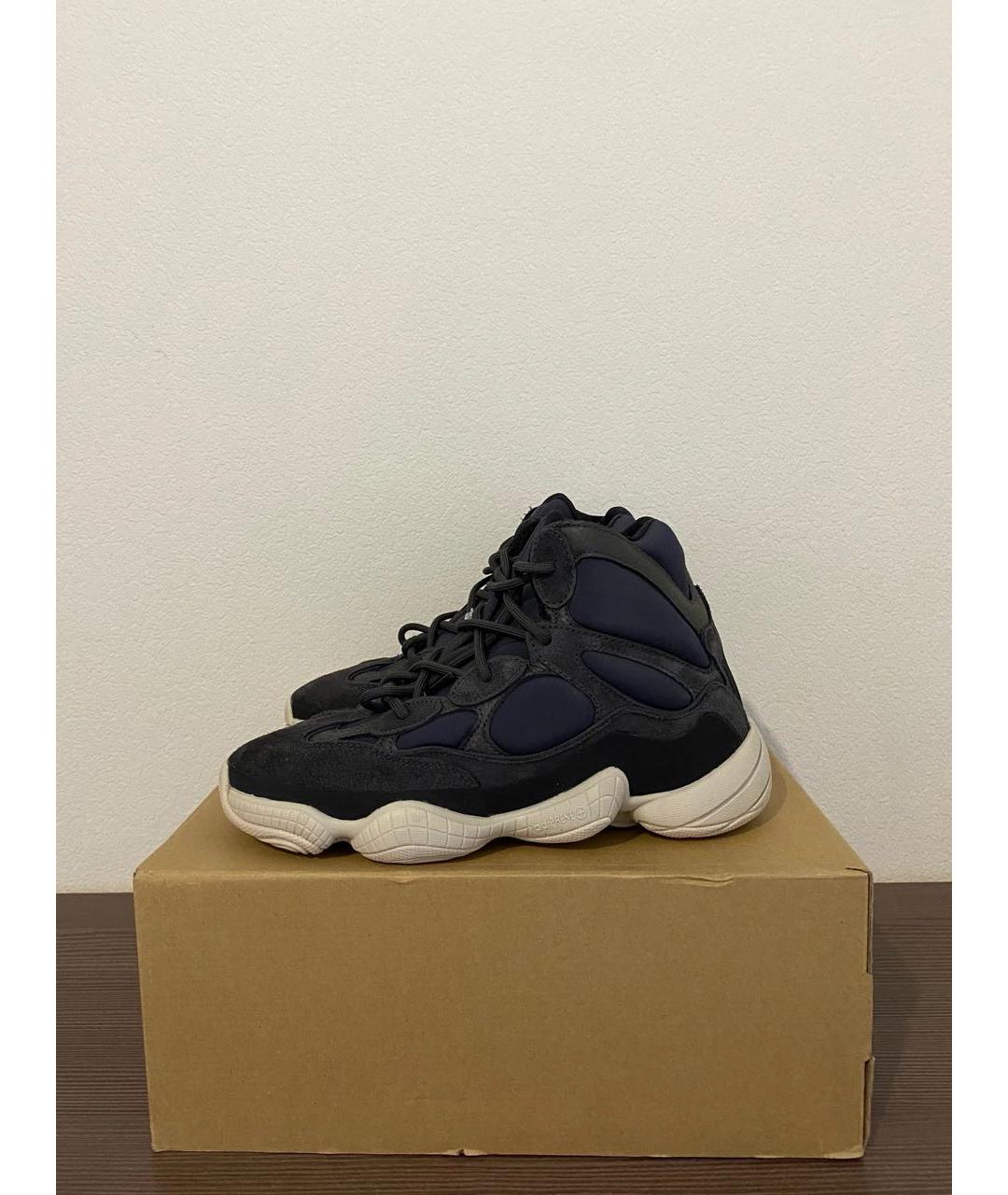 ADIDAS YEEZY Темно-синие замшевые высокие кроссовки / кеды, фото 3