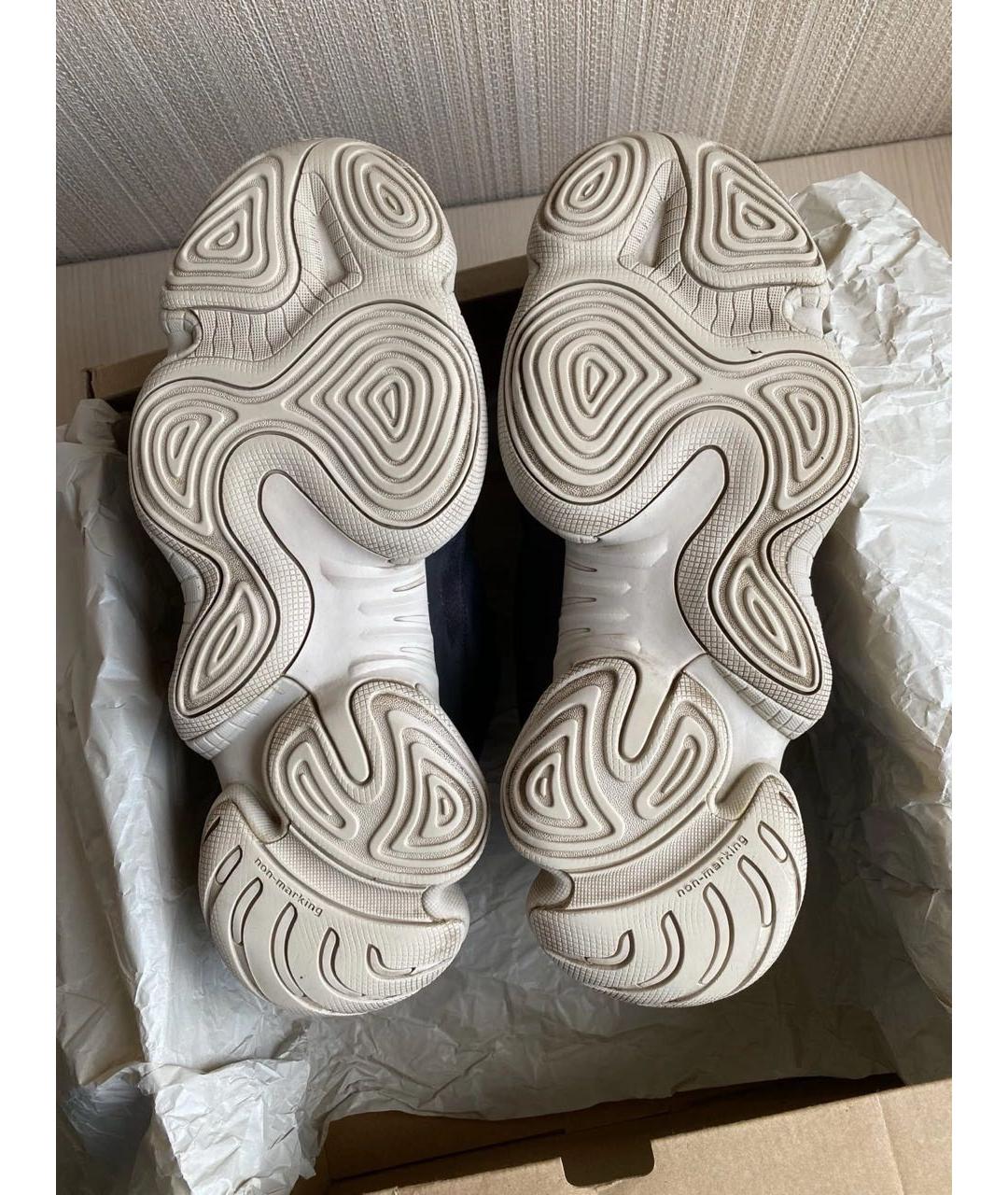 ADIDAS YEEZY Темно-синие замшевые высокие кроссовки / кеды, фото 5
