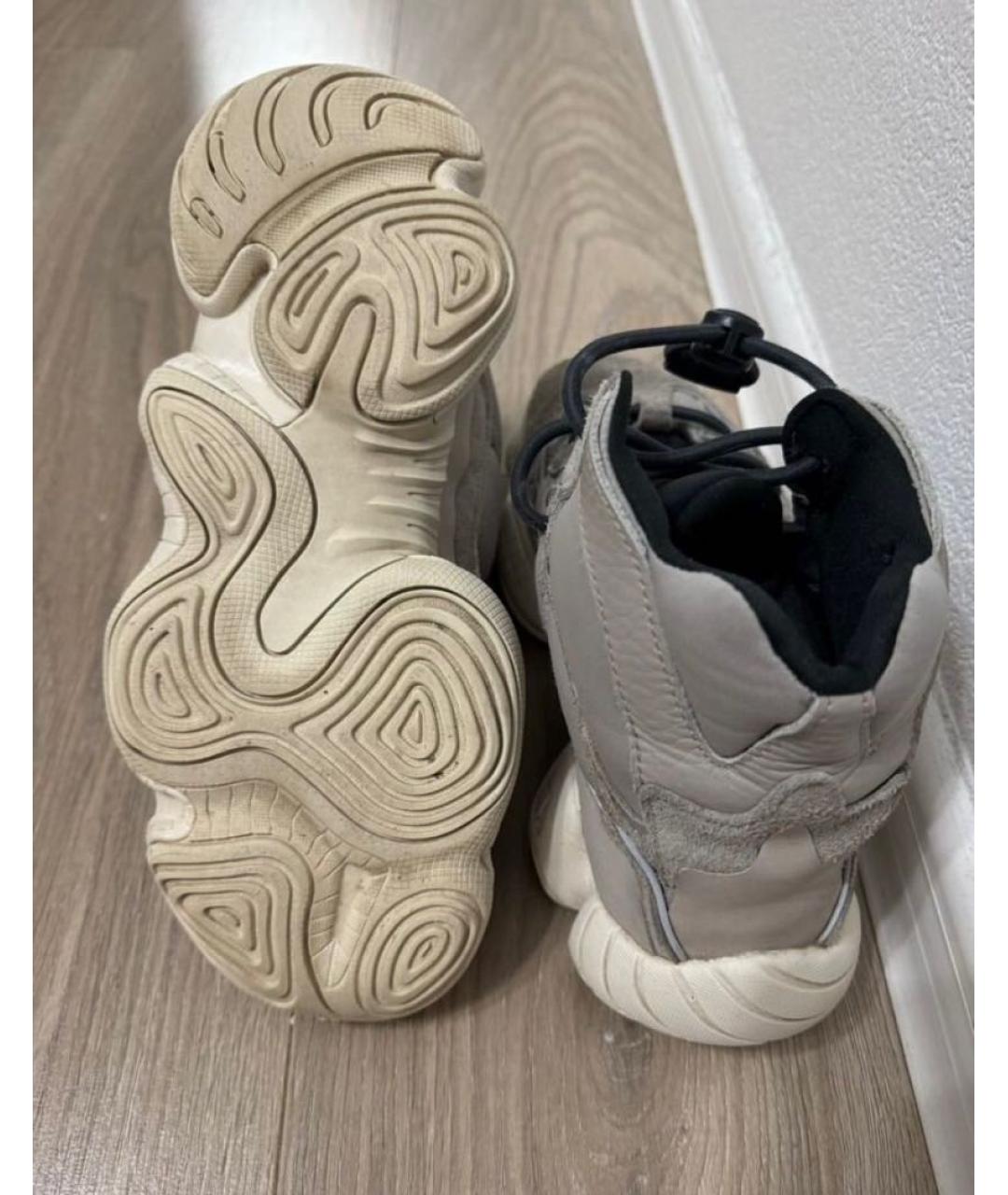 ADIDAS YEEZY Бежевые замшевые высокие кроссовки / кеды, фото 6