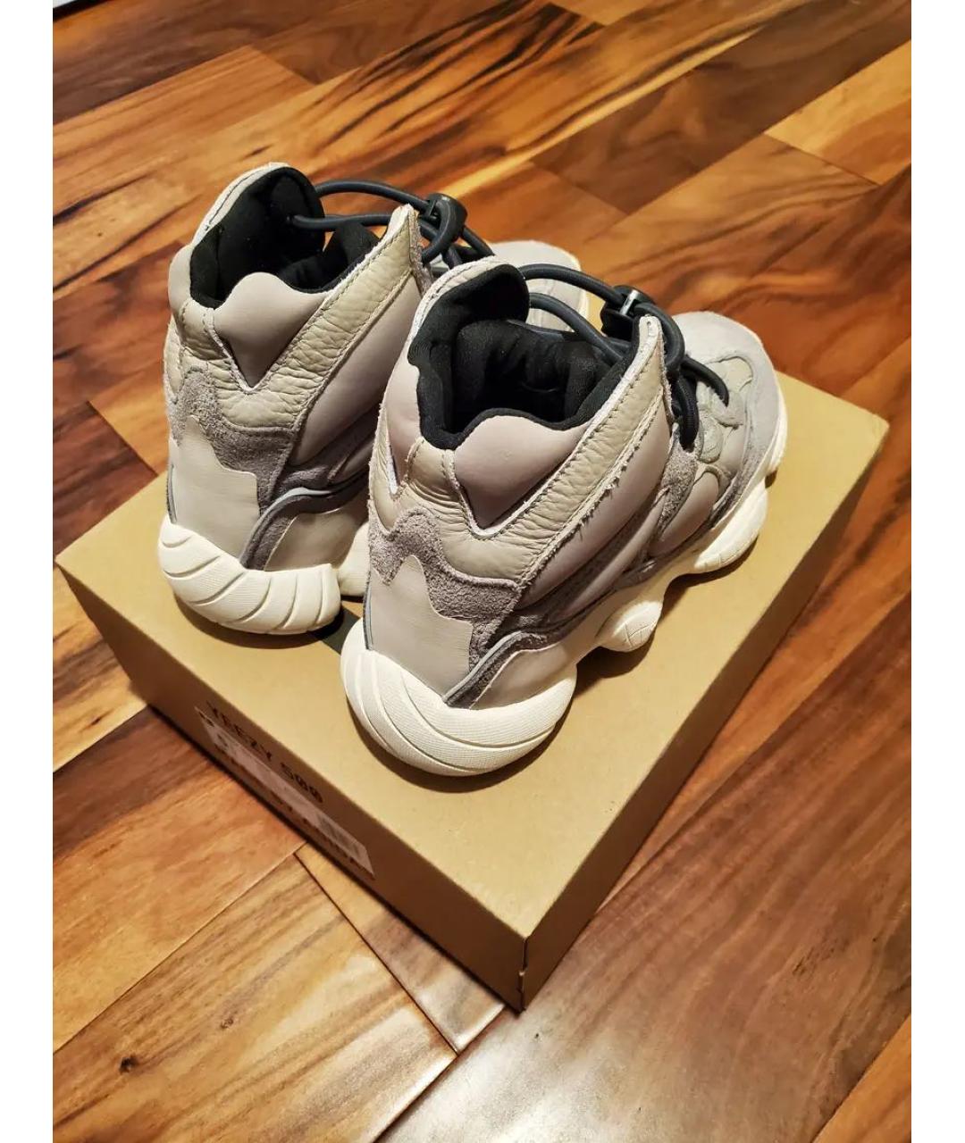 ADIDAS YEEZY Бежевые замшевые высокие кроссовки / кеды, фото 3