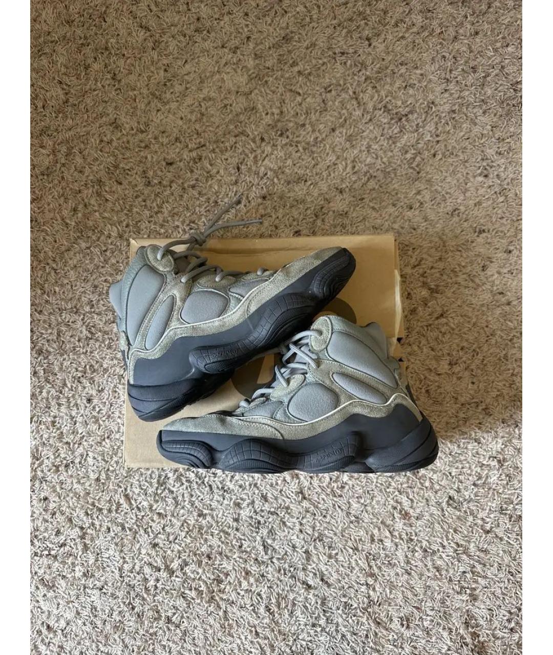 ADIDAS YEEZY Серые замшевые высокие кроссовки / кеды, фото 3