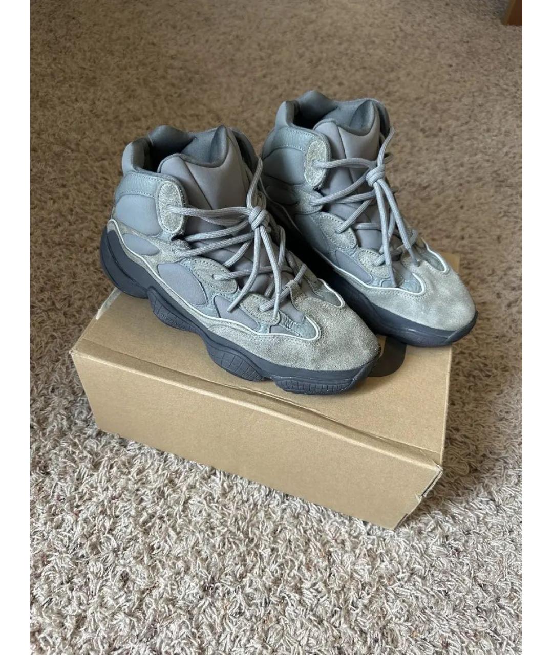ADIDAS YEEZY Серые замшевые высокие кроссовки / кеды, фото 2