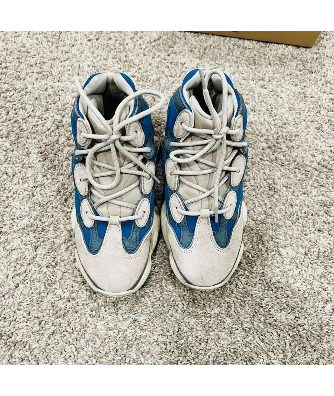 ADIDAS YEEZY Синие замшевые высокие кроссовки / кеды, фото 3