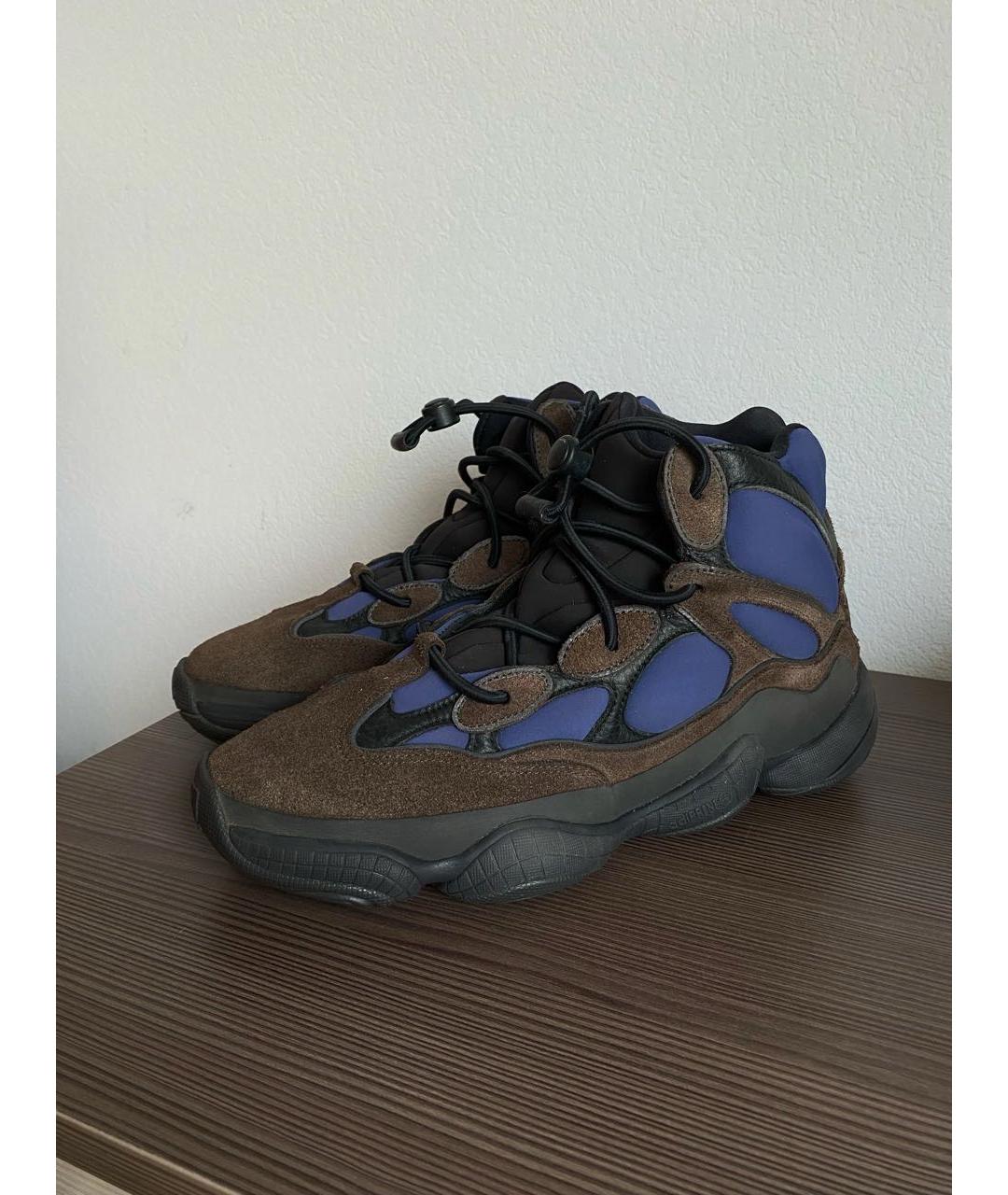 ADIDAS YEEZY Коричневые замшевые высокие кроссовки / кеды, фото 3