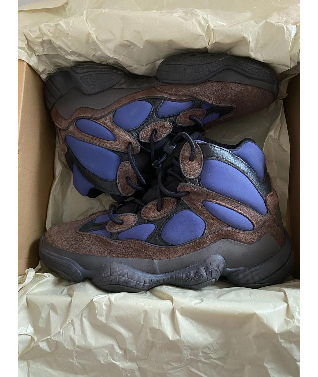 ADIDAS YEEZY Коричневые замшевые высокие кроссовки / кеды, фото 2