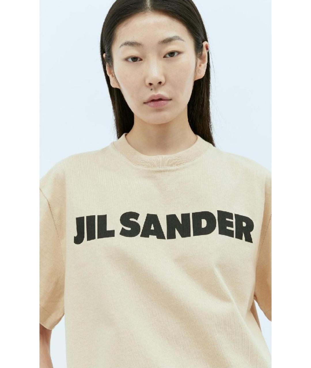 JIL SANDER Бежевая хлопковая футболка, фото 3
