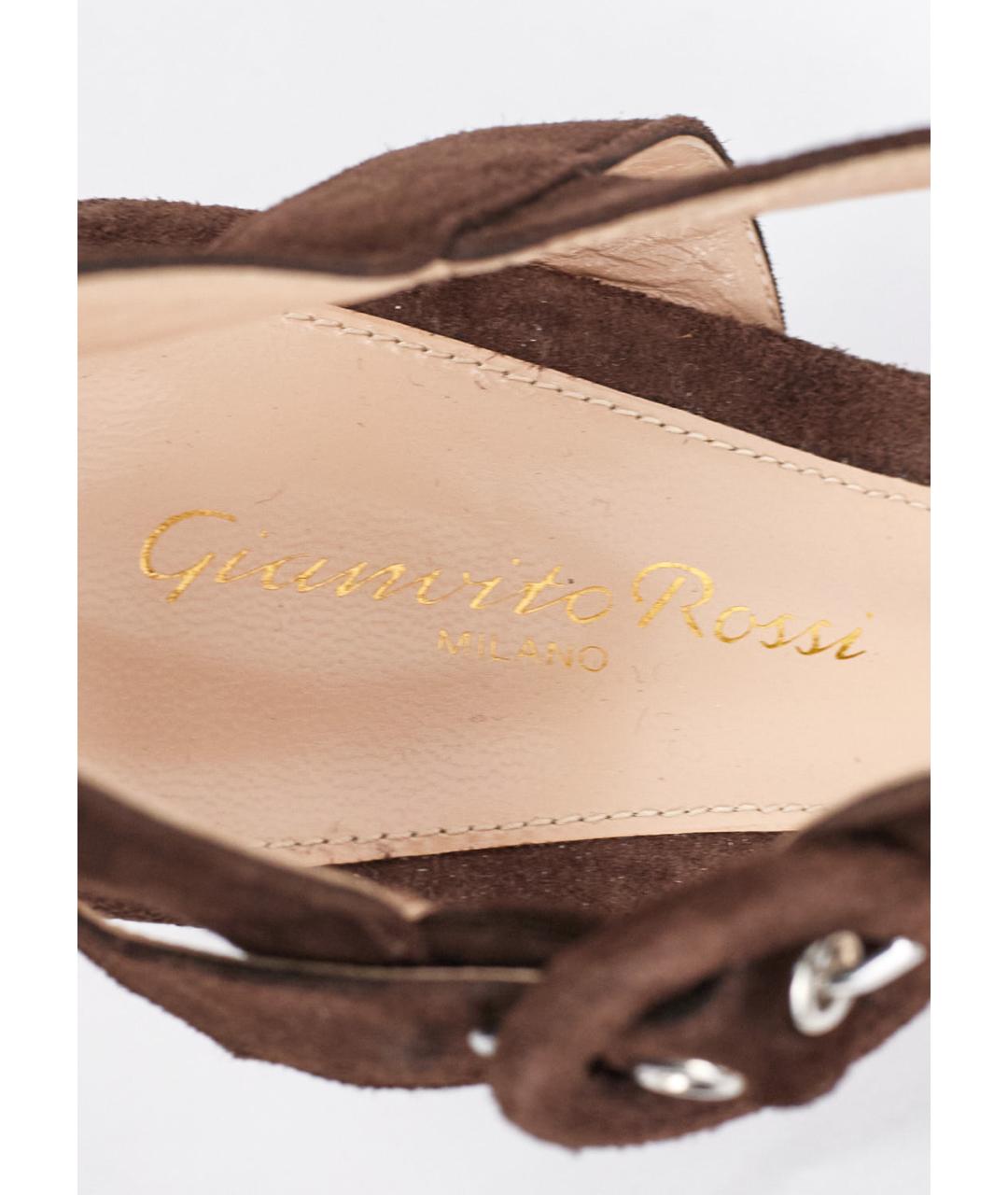 GIANVITO ROSSI Коричневые замшевые босоножки, фото 5