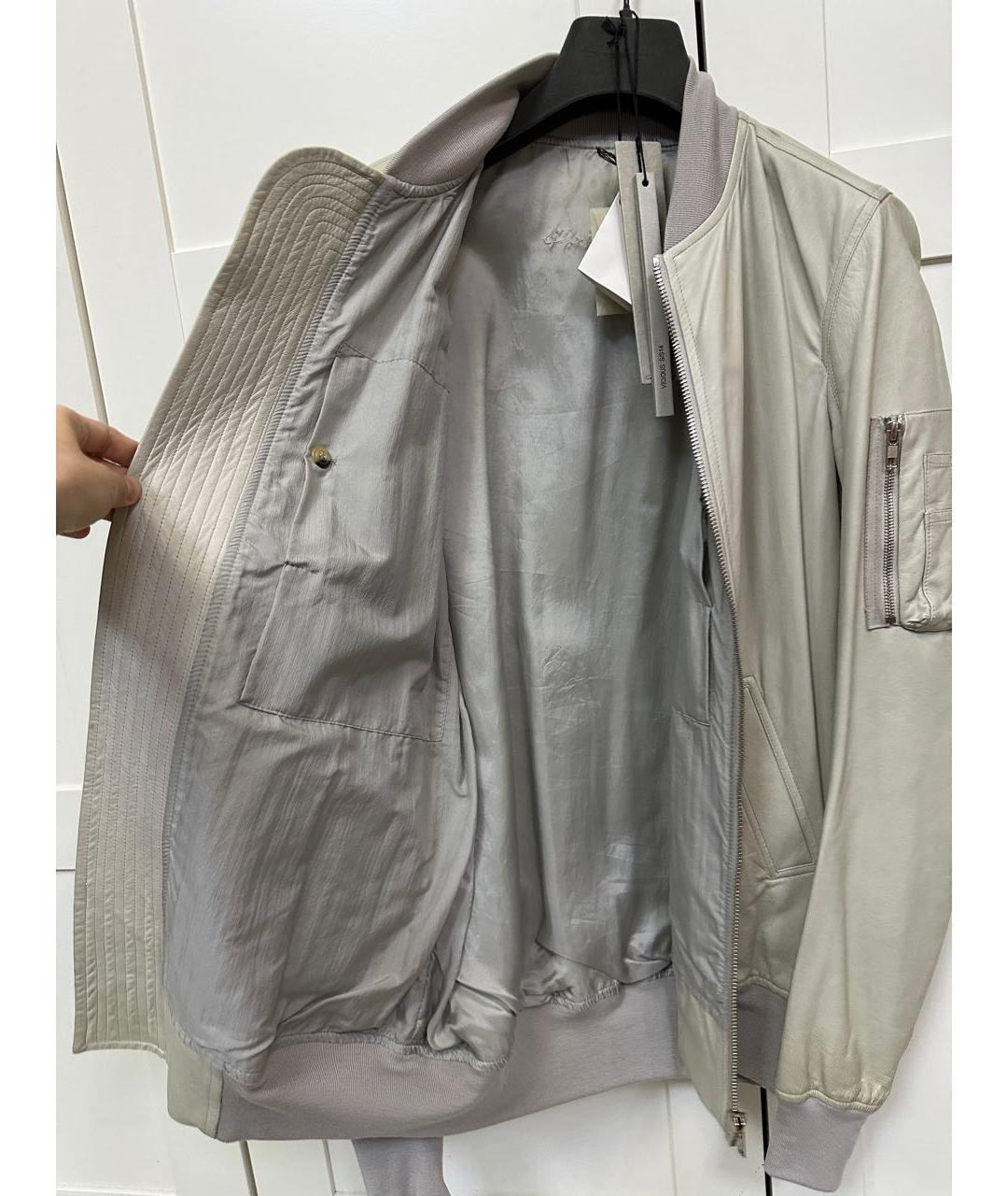 RICK OWENS Серая кожаная куртка, фото 6