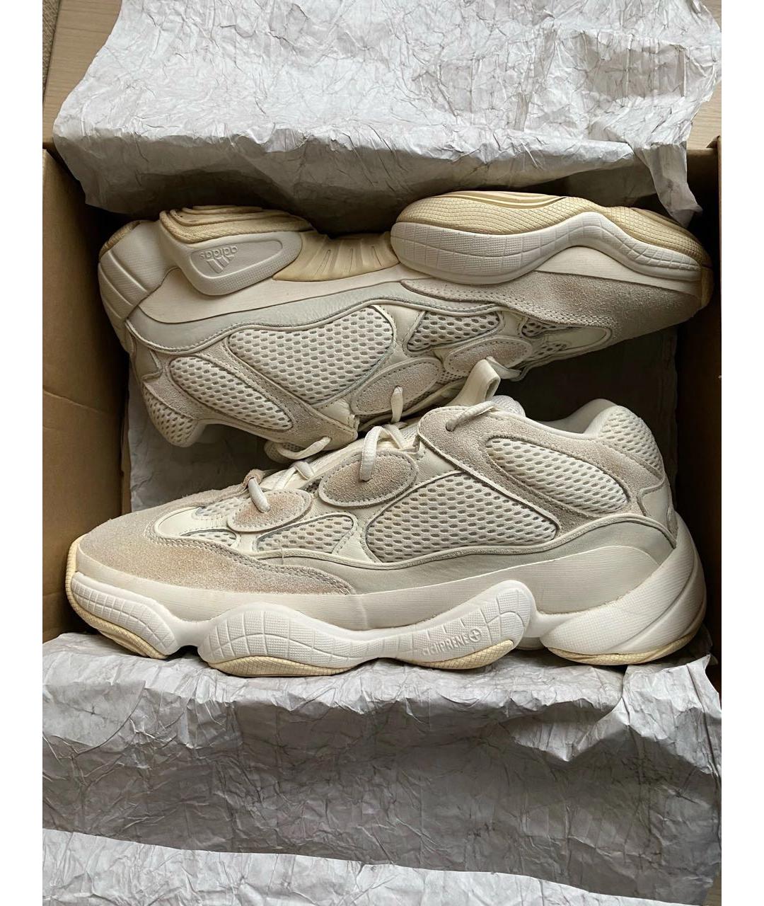 ADIDAS YEEZY Белые замшевые низкие кроссовки / кеды, фото 2