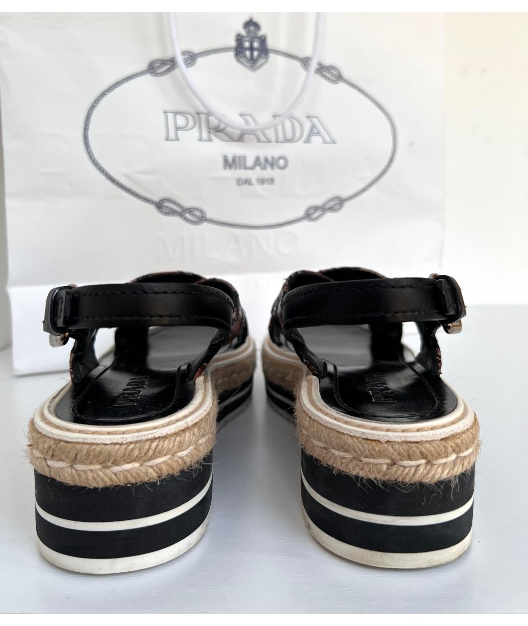 PRADA Коричневые кожаные сандалии, фото 5