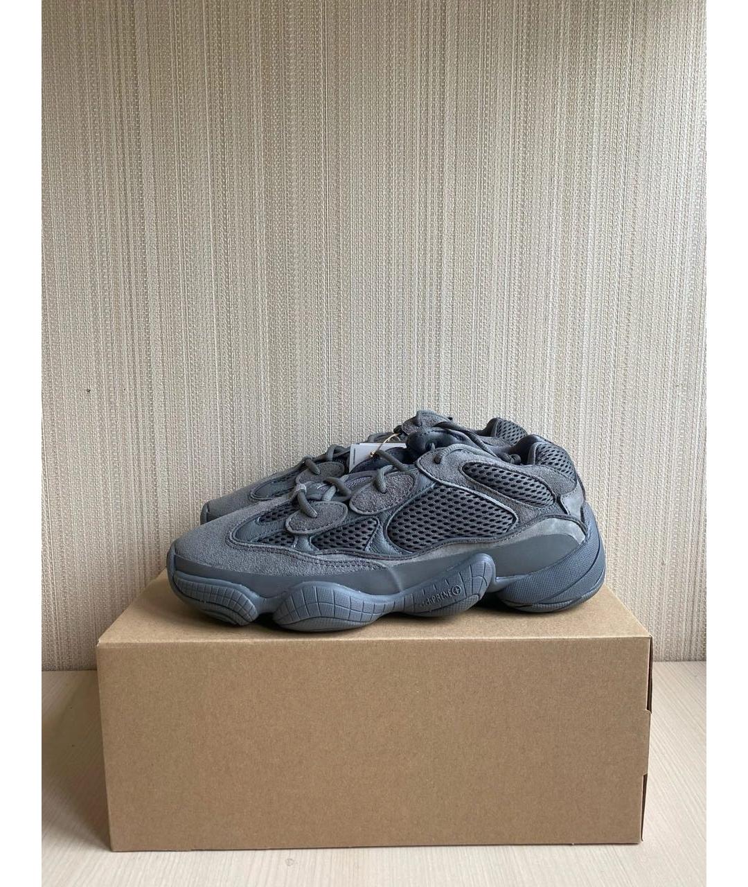 ADIDAS YEEZY Антрацитовые замшевые низкие кроссовки / кеды, фото 3