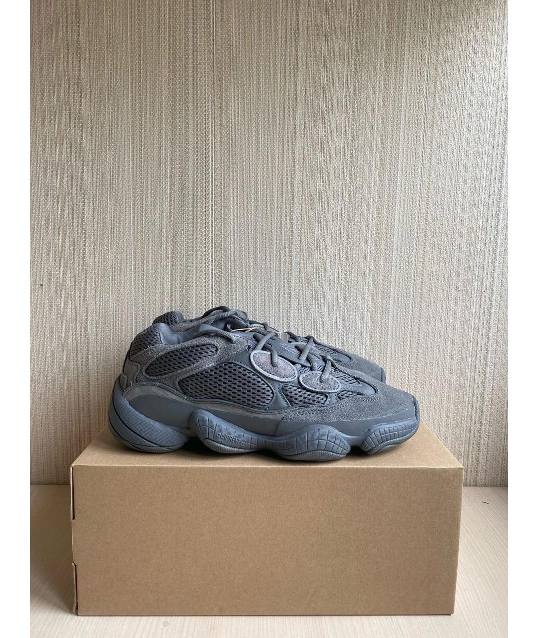 ADIDAS YEEZY Антрацитовые замшевые низкие кроссовки / кеды, фото 2