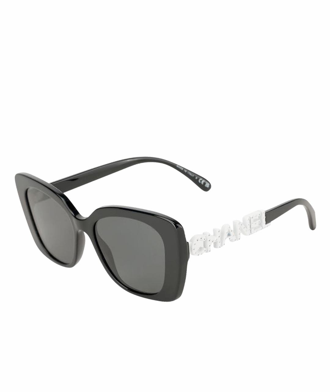 CHANEL Черные пластиковые солнцезащитные очки, фото 1