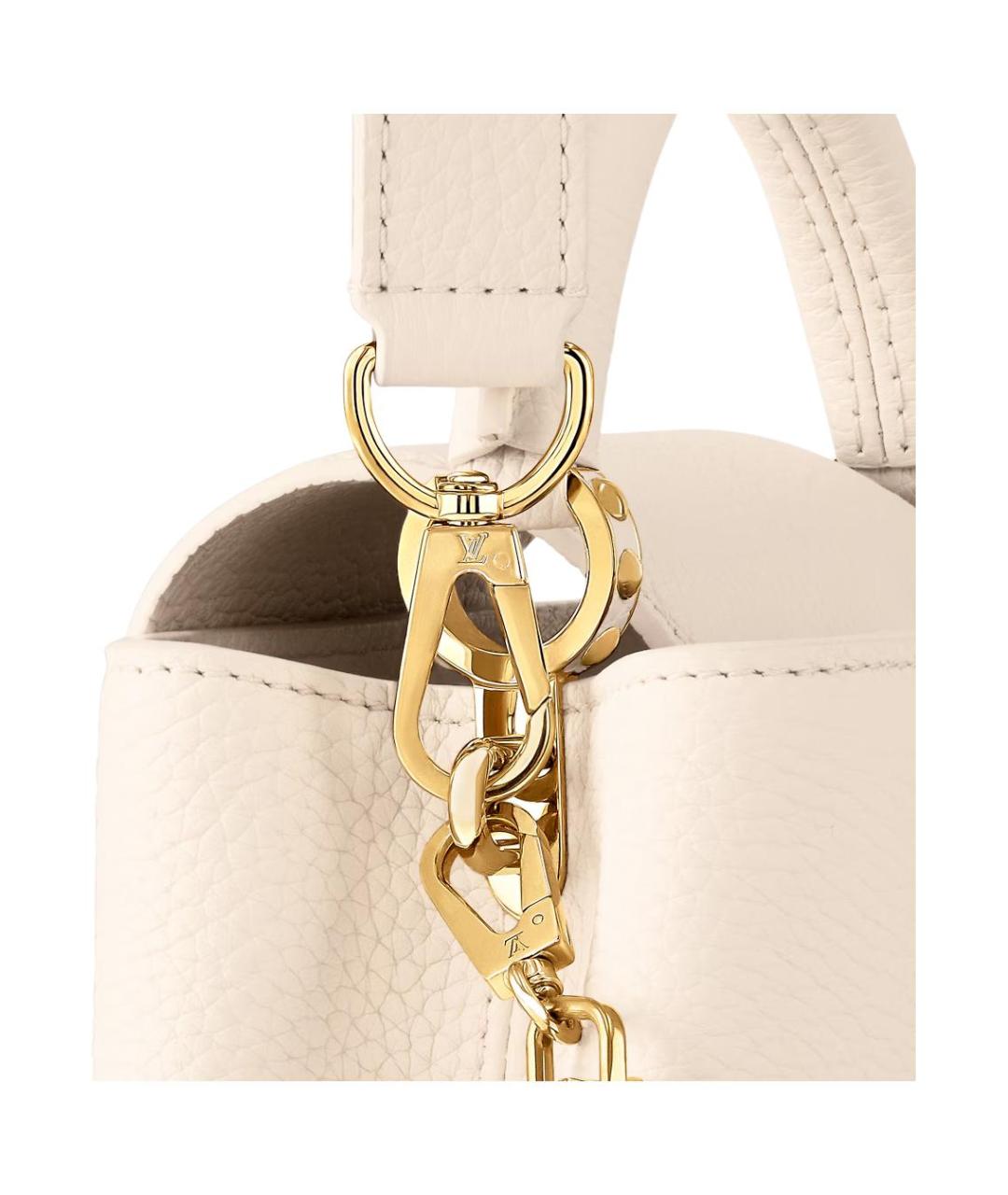 LOUIS VUITTON Бежевая кожаная сумка с короткими ручками, фото 5