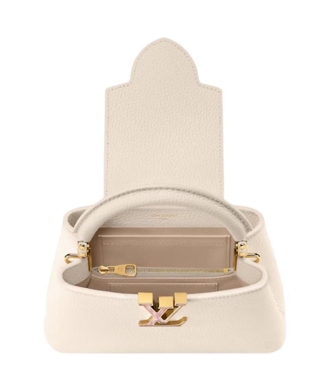 LOUIS VUITTON Бежевая кожаная сумка с короткими ручками, фото 4