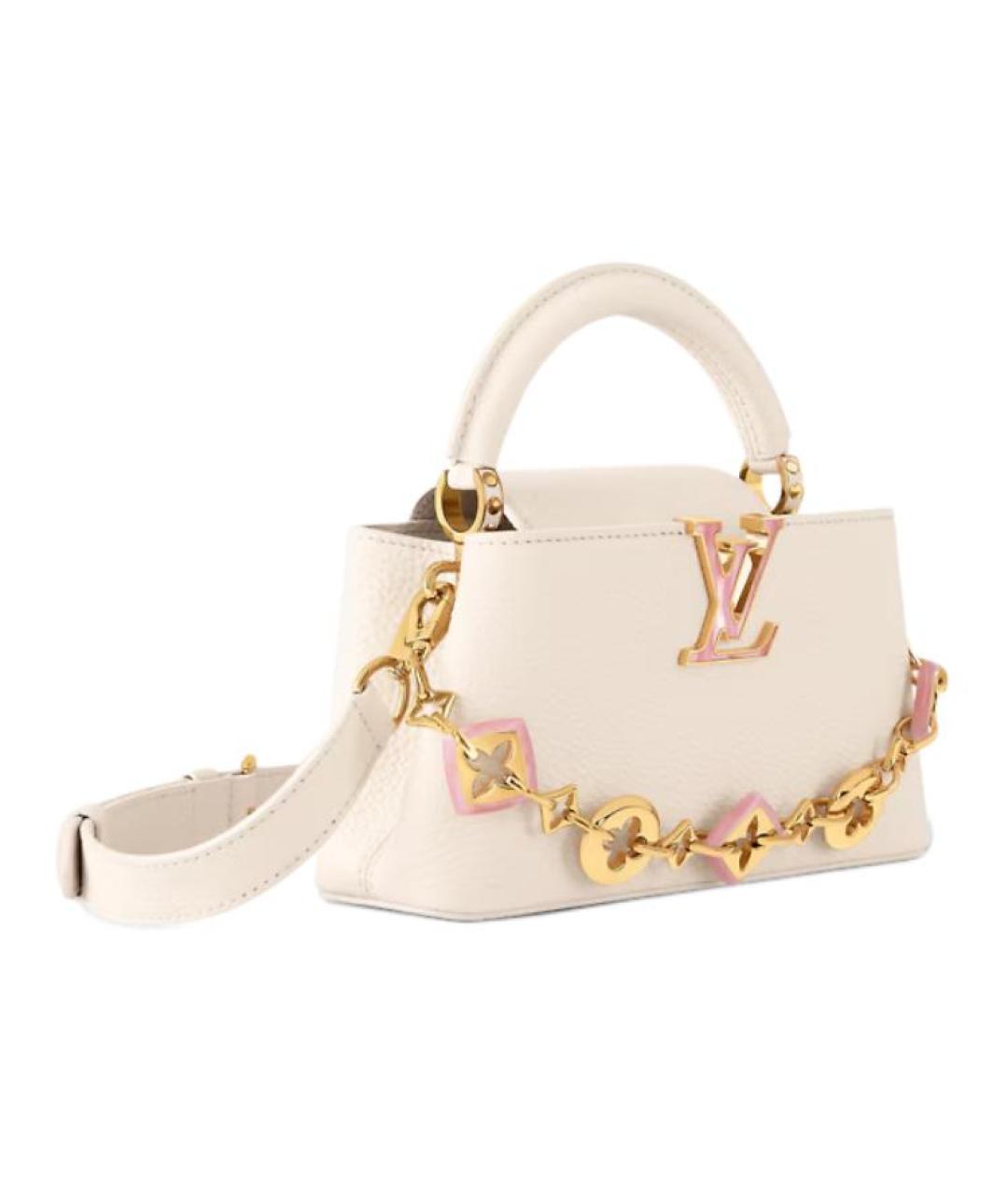LOUIS VUITTON Бежевая кожаная сумка с короткими ручками, фото 2