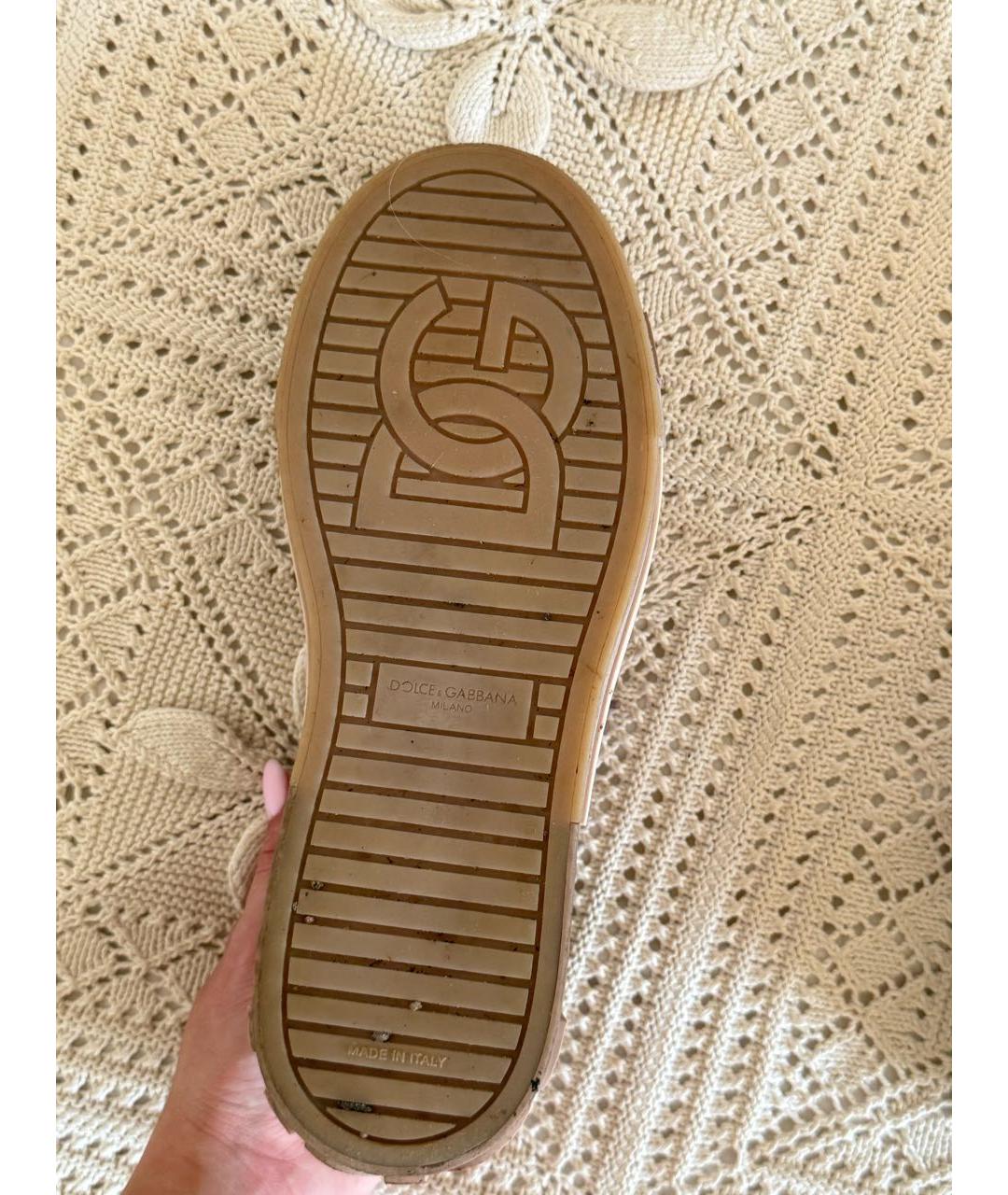 DOLCE&GABBANA Бежевые кеды из лакированной кожи, фото 6