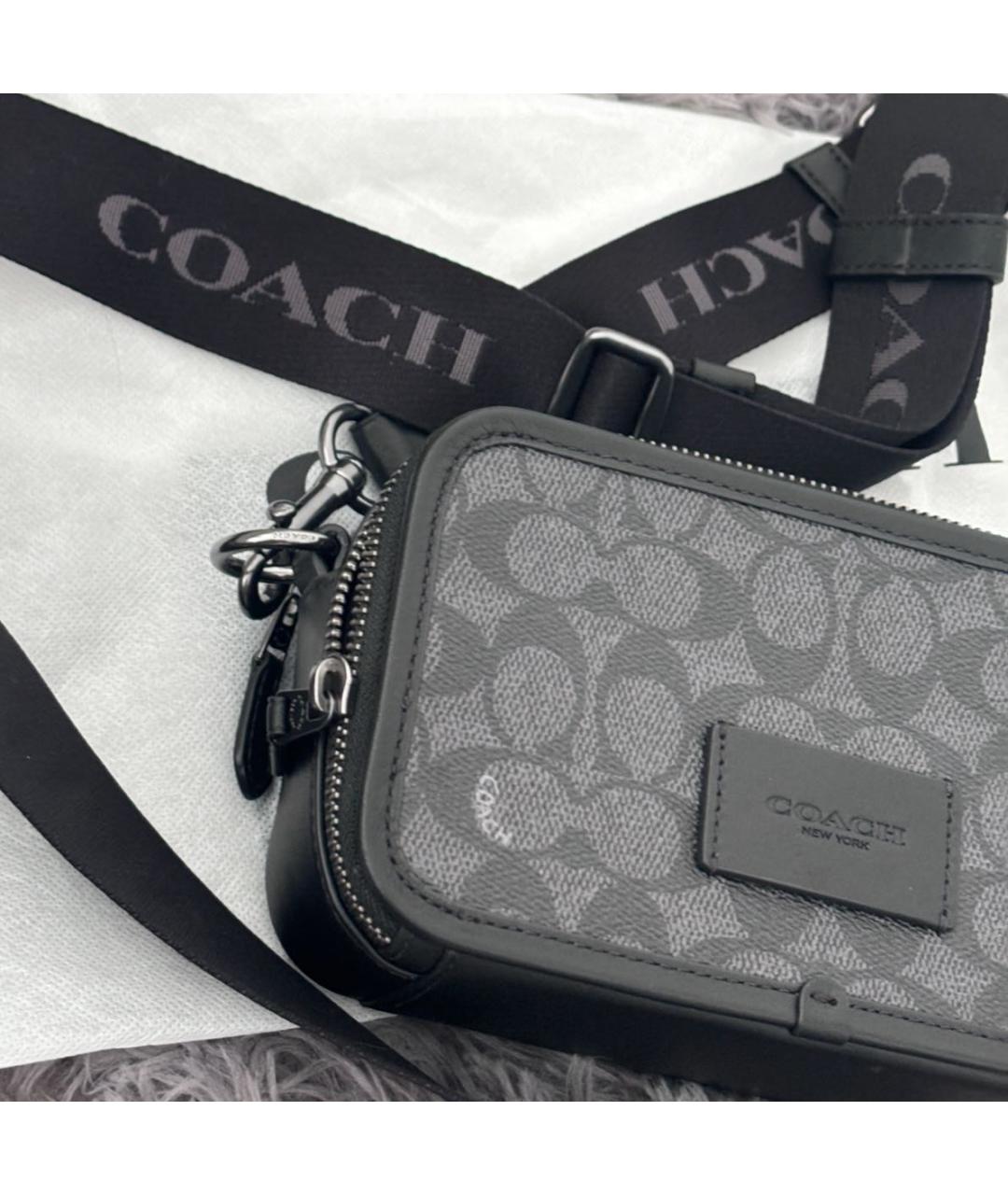 COACH Черная кожаная сумка на плечо, фото 4
