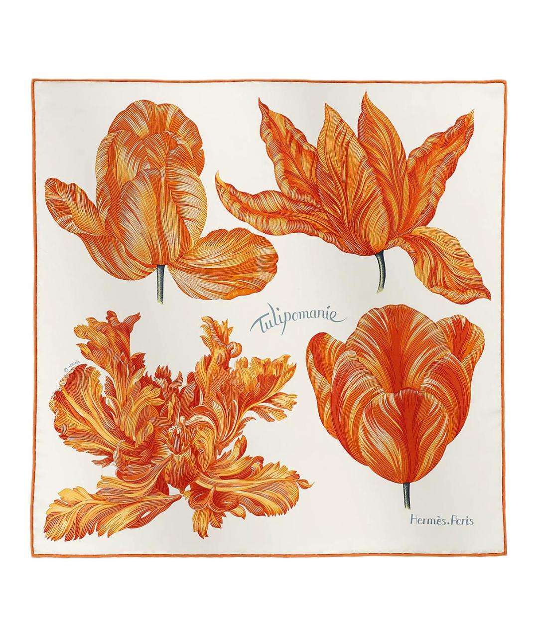 HERMES Оранжевый шелковый шарф, фото 2