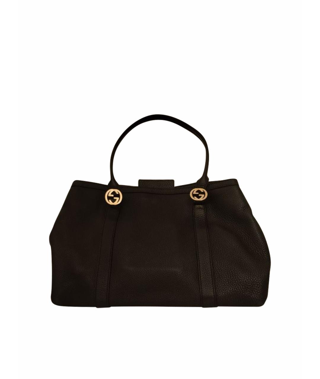 GUCCI Черная кожаная сумка тоут, фото 1