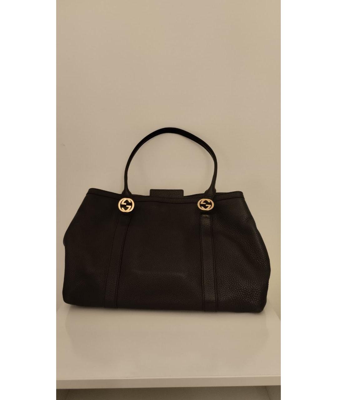 GUCCI Черная кожаная сумка тоут, фото 8