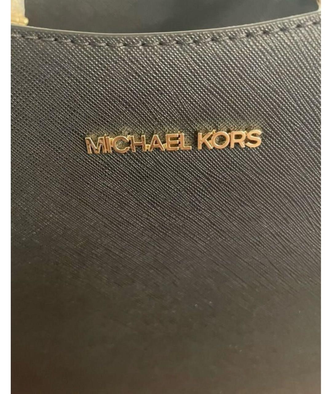 MICHAEL KORS Черная кожаная сумка тоут, фото 6