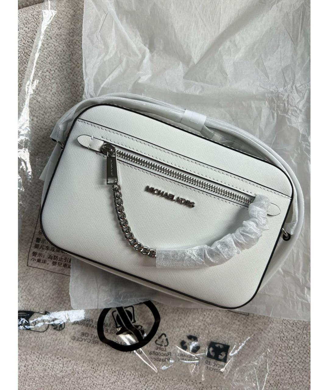 MICHAEL KORS Белая кожаная сумка через плечо, фото 7
