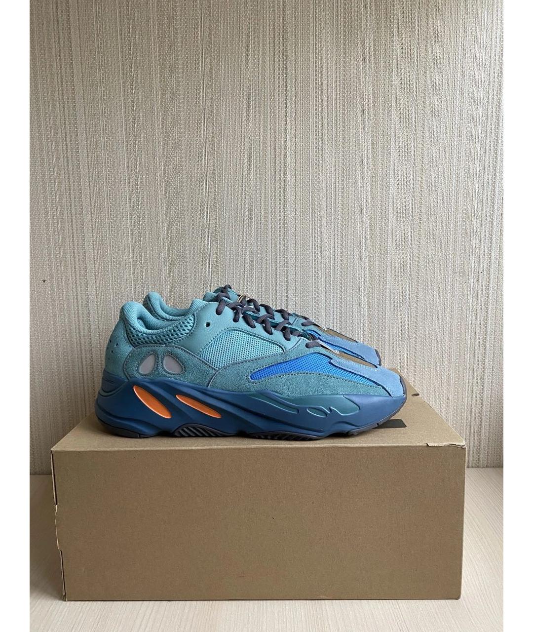 ADIDAS YEEZY Бирюзовые замшевые низкие кроссовки / кеды, фото 2