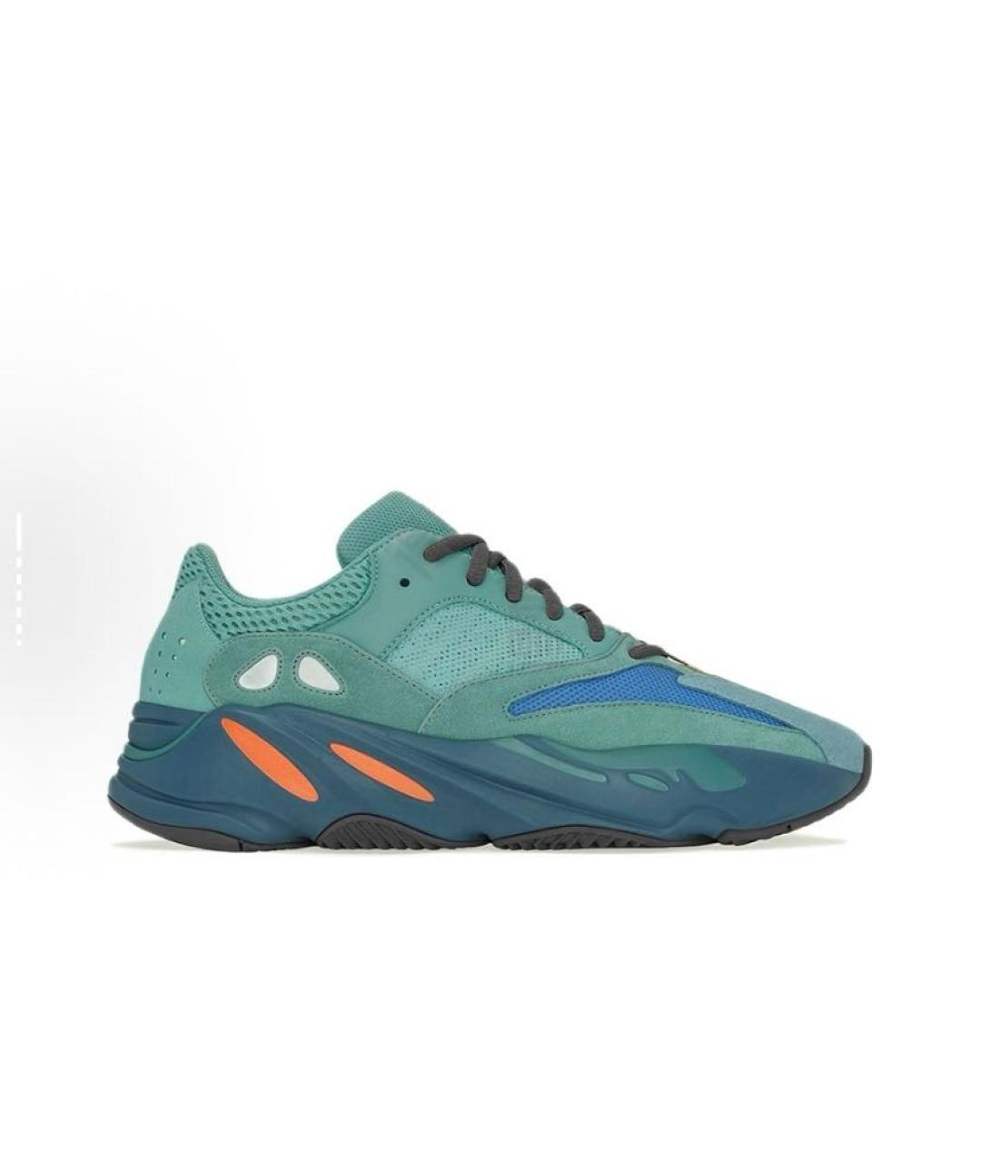 ADIDAS YEEZY Бирюзовые замшевые низкие кроссовки / кеды, фото 5