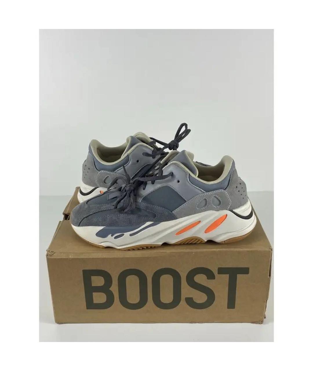 ADIDAS YEEZY Серые замшевые низкие кроссовки / кеды, фото 2