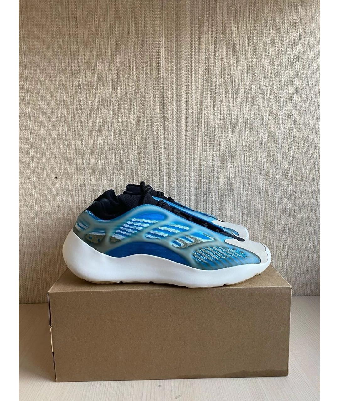 ADIDAS YEEZY Голубые текстильные низкие кроссовки / кеды, фото 4