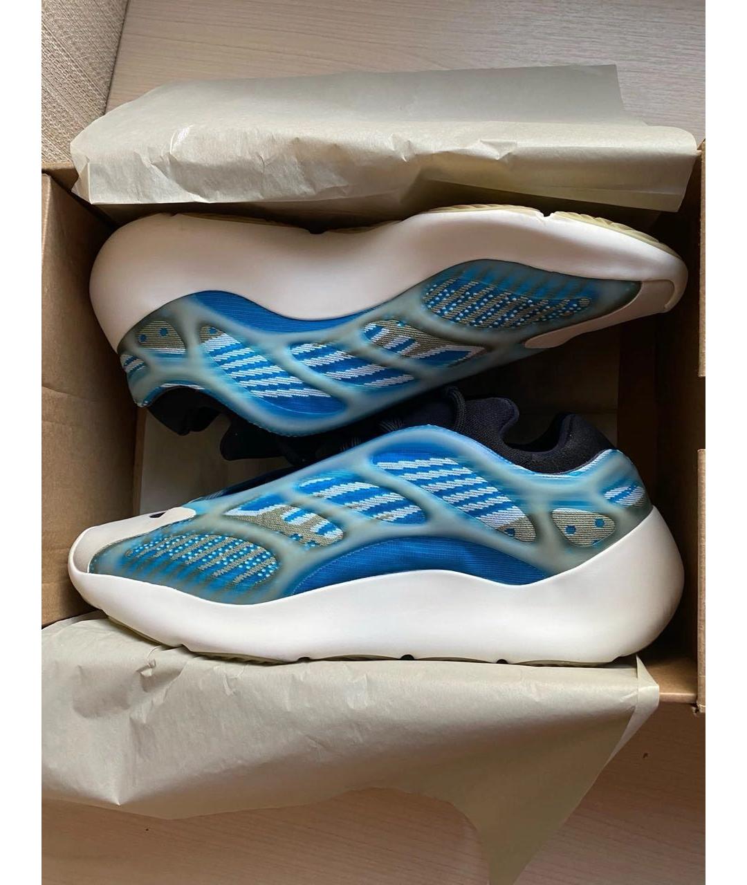 ADIDAS YEEZY Голубые текстильные низкие кроссовки / кеды, фото 2