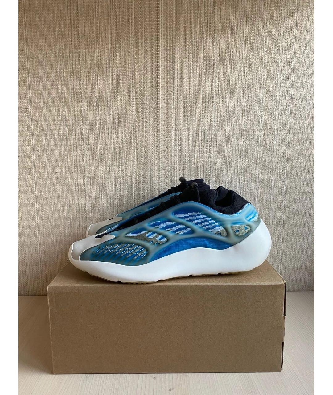 ADIDAS YEEZY Голубые текстильные низкие кроссовки / кеды, фото 3