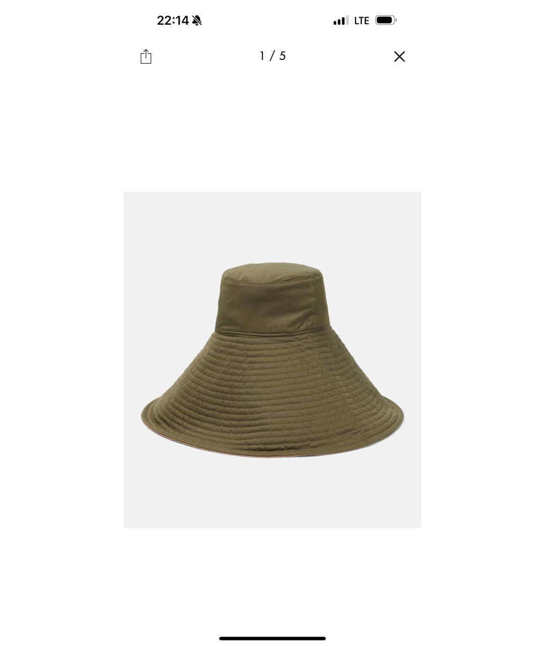 JACQUEMUS Хаки хлопковая шляпа, фото 6