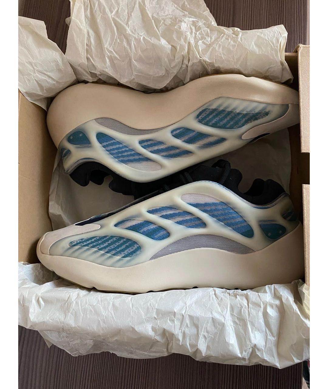 ADIDAS YEEZY Бежевые текстильные низкие кроссовки / кеды, фото 2