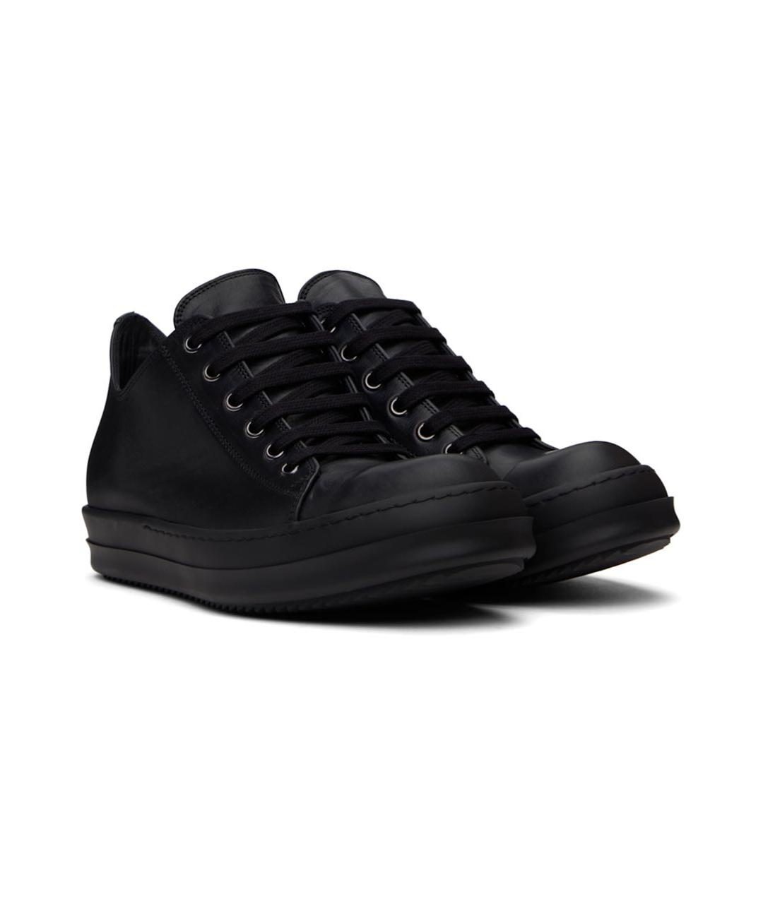 RICK OWENS Черные кожаные кеды, фото 2