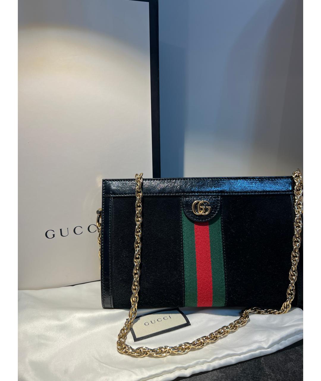 GUCCI Черная замшевая сумка через плечо, фото 3