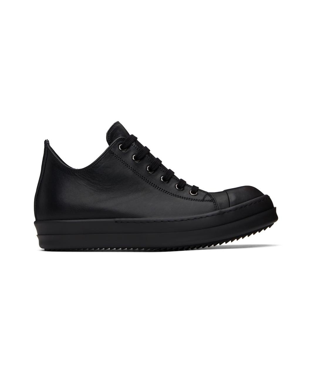 RICK OWENS Черные кожаные низкие кроссовки / кеды, фото 1
