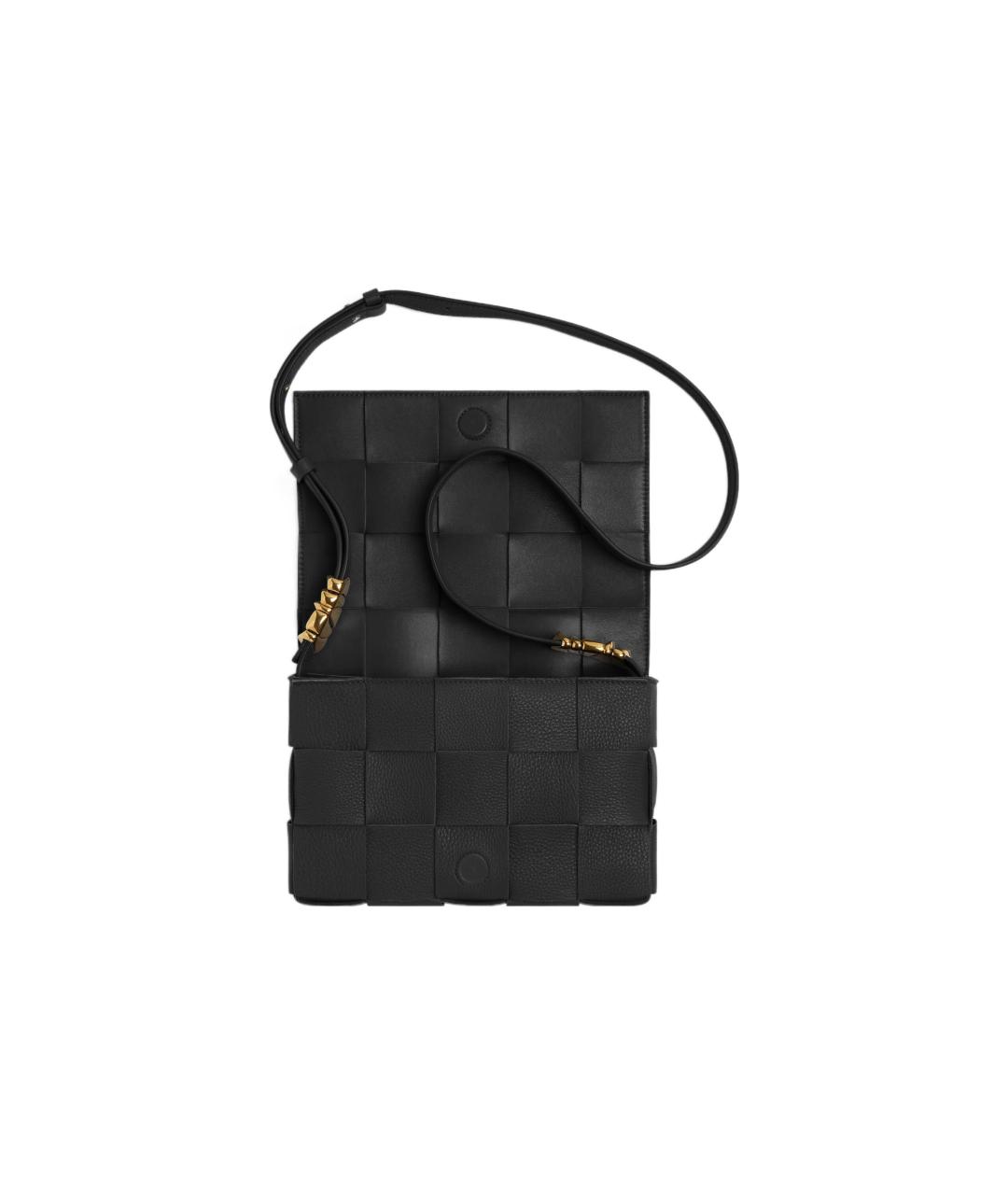 BOTTEGA VENETA Черная кожаная сумка через плечо, фото 4