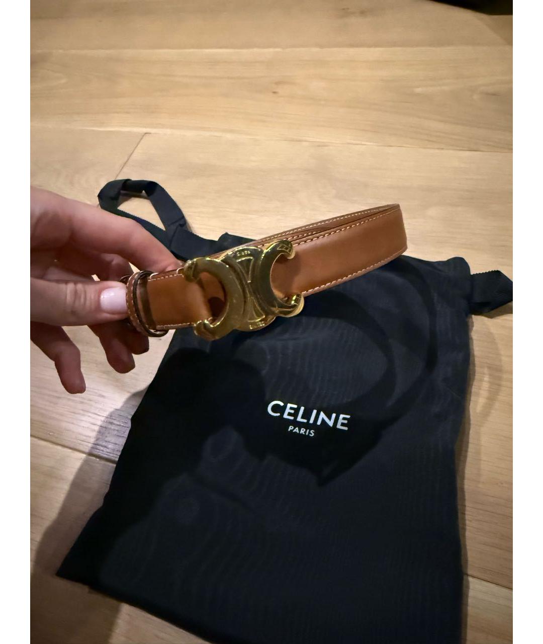 CELINE Коричневый кожаный ремень, фото 2