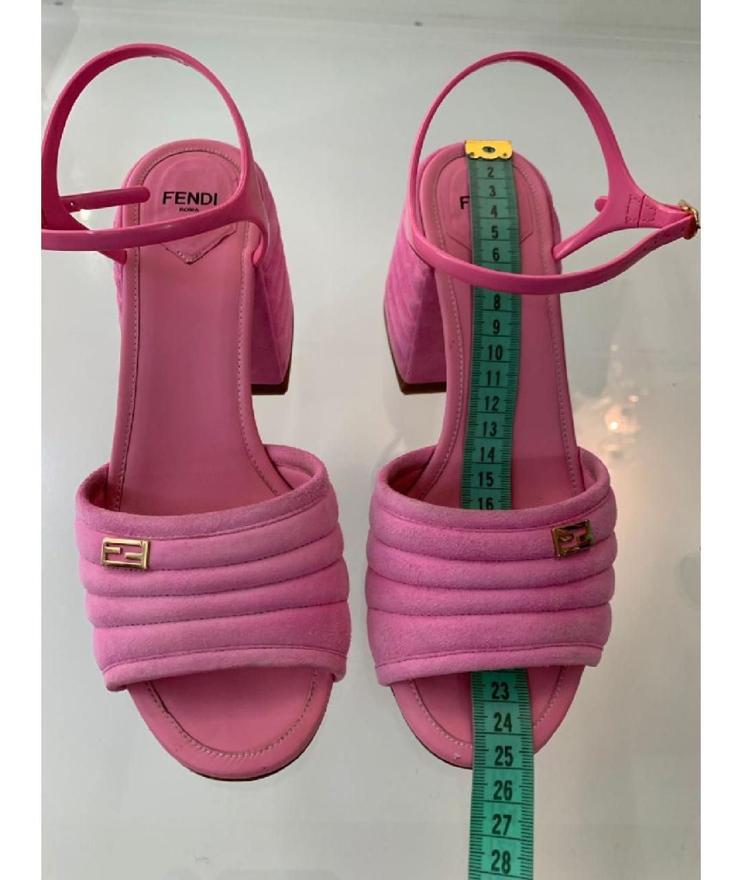FENDI Розовые замшевые босоножки, фото 6
