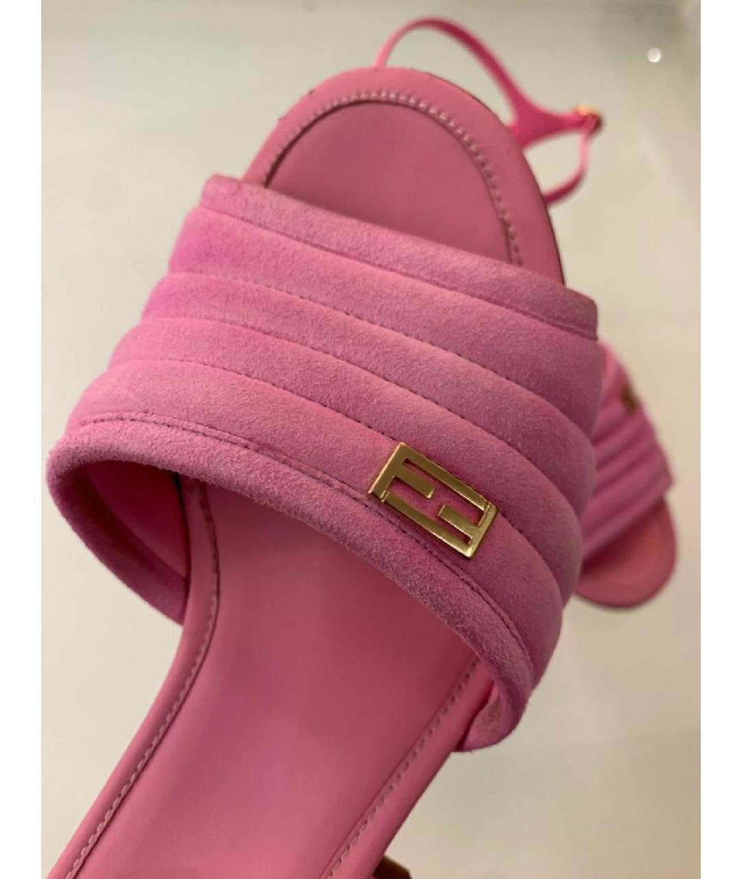 FENDI Розовые замшевые босоножки, фото 8